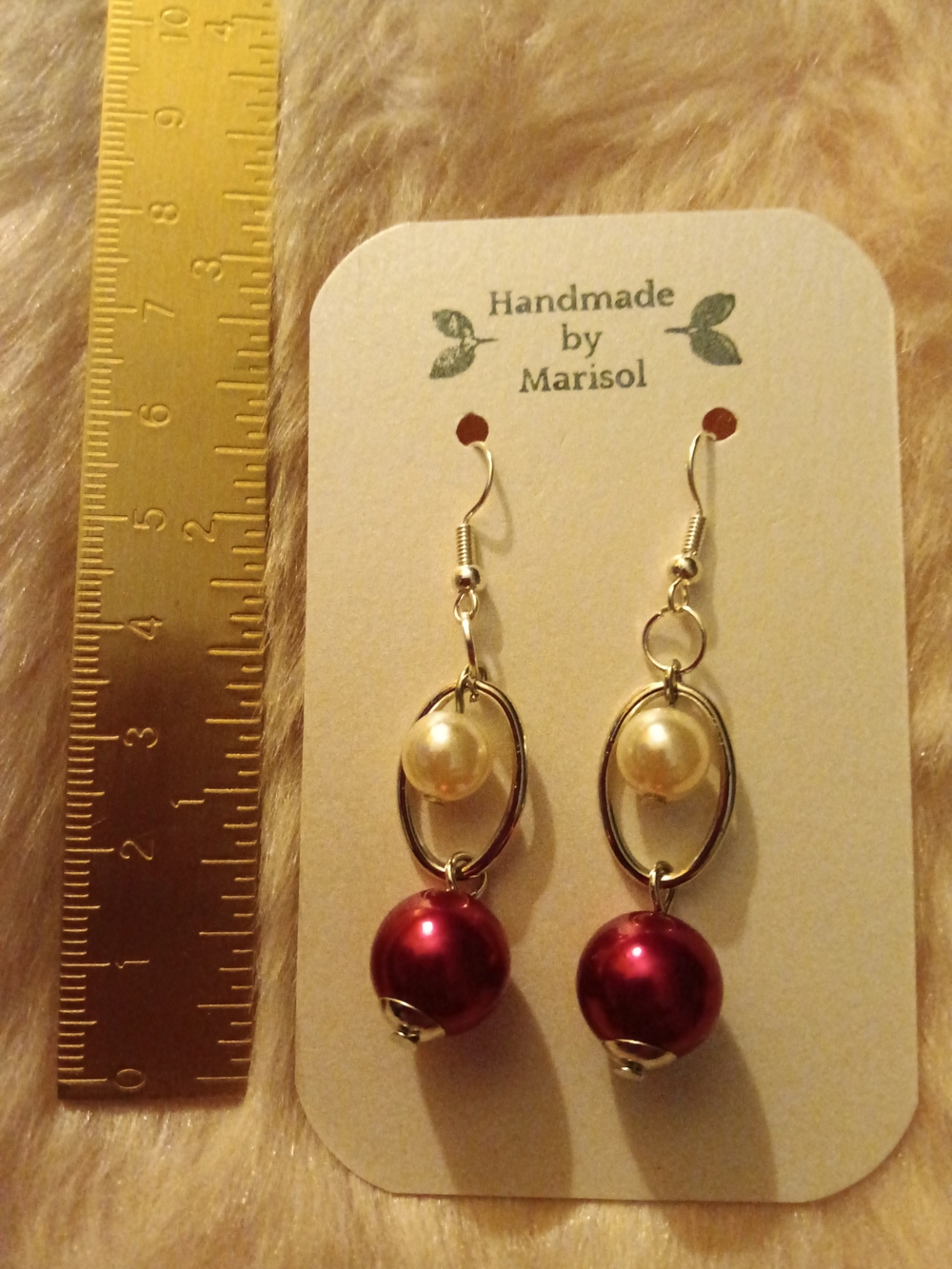 Pearl and Crimson Drop Earrings